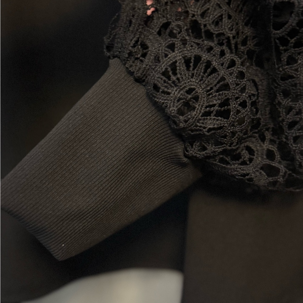 SHEIN Black Crochet Sleeve Blouse - Picture 6 of 8